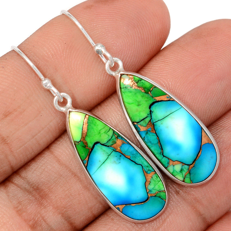 1.7" Peacock Dahlia Turquoise Earrings - PKDE55