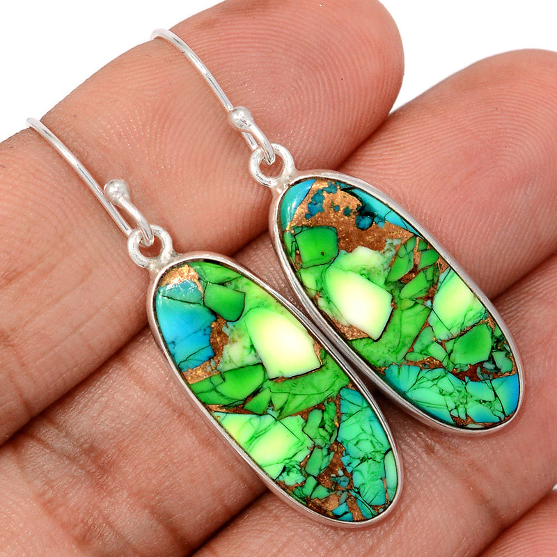1.7" Peacock Dahlia Turquoise Earrings - PKDE57
