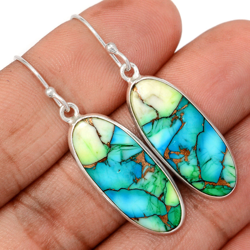 1.7" Peacock Dahlia Turquoise Earrings - PKDE60