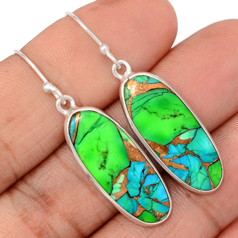 1.7" Peacock Dahlia Turquoise Earrings - PKDE61
