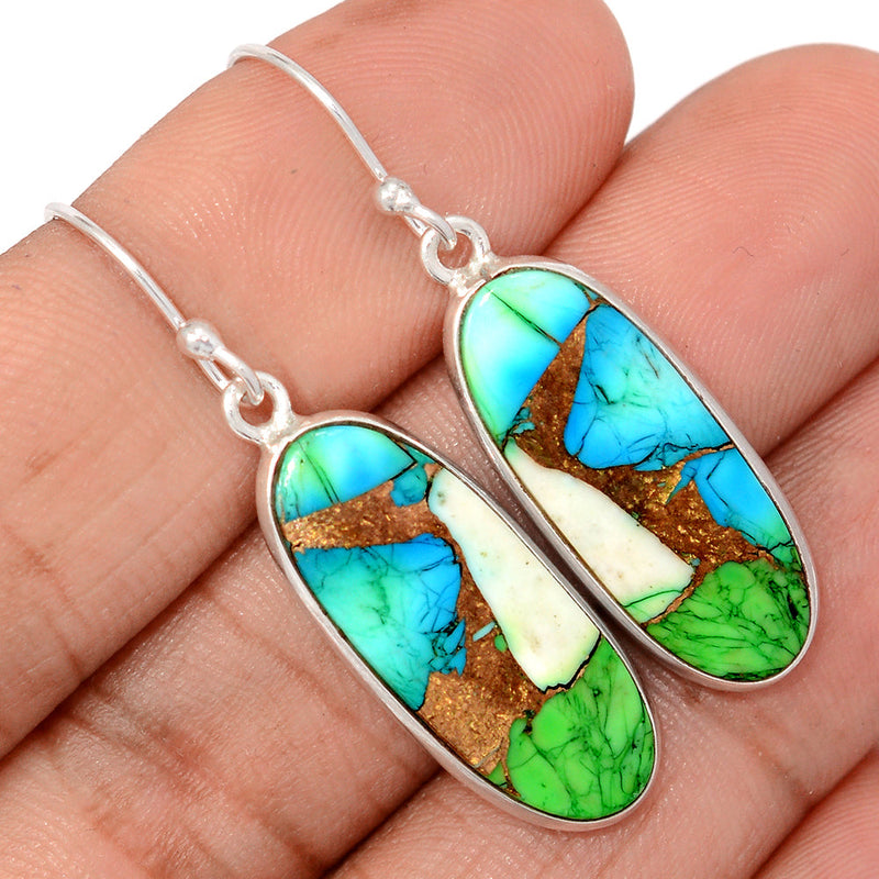 1.7" Peacock Dahlia Turquoise Earrings - PKDE64