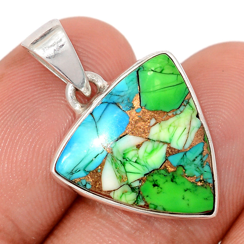 1.1" Peacock Dahlia Turquoise Pendants - PKDP11
