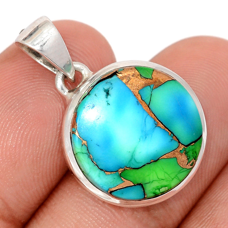 1.1" Peacock Dahlia Turquoise Pendants - PKDP15