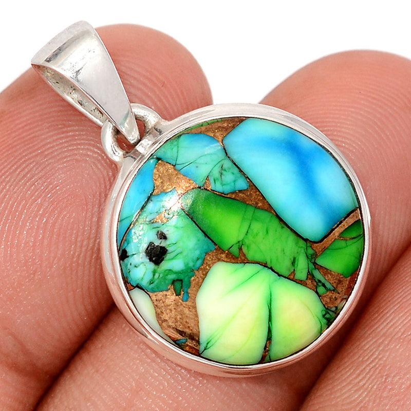 1.2" Peacock Dahlia Turquoise Pendants - PKDP17