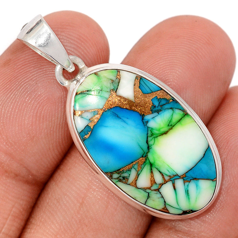 1.6" Peacock Dahlia Turquoise Pendants - PKDP19