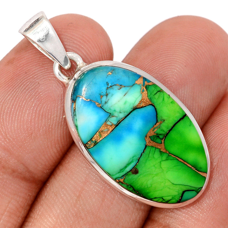 1.5" Peacock Dahlia Turquoise Pendants - PKDP27