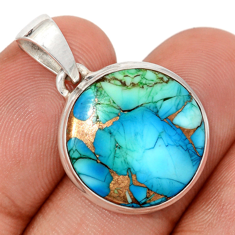 1.2" Peacock Dahlia Turquoise Pendants - PKDP35