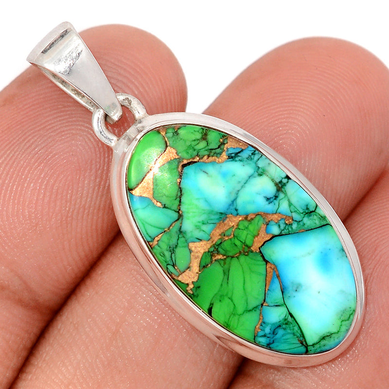 1.5" Peacock Dahlia Turquoise Pendants - PKDP36