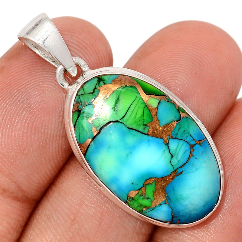 1.5" Peacock Dahlia Turquoise Pendants - PKDP38