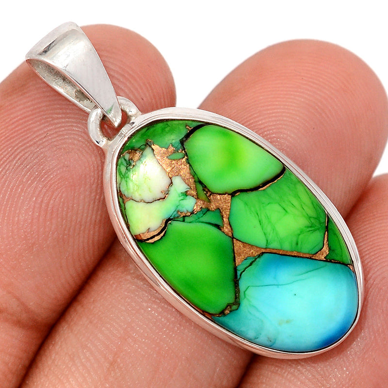 1.5" Peacock Dahlia Turquoise Pendants - PKDP43