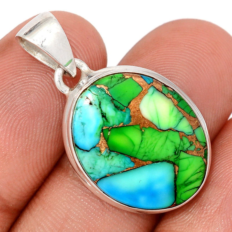 1.2" Peacock Dahlia Turquoise Pendants - PKDP47