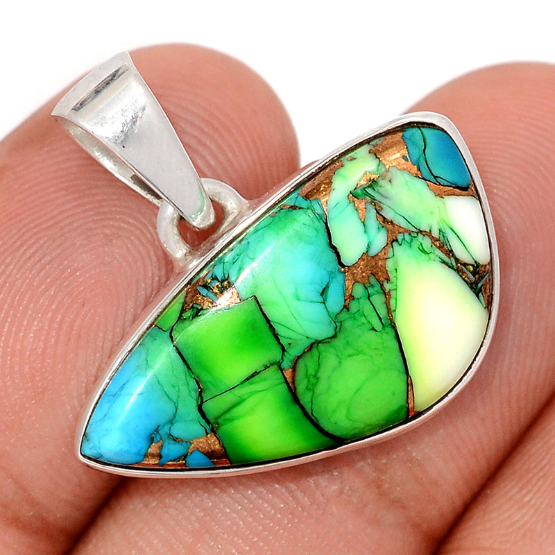 1" Peacock Dahlia Turquoise Pendants - PKDP48