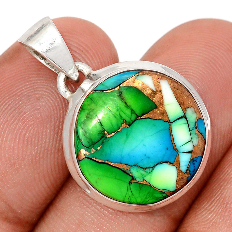 1.1" Peacock Dahlia Turquoise Pendants - PKDP49