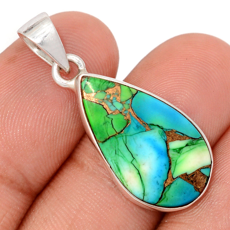 1.3" Peacock Dahlia Turquoise Pendants - PKDP9
