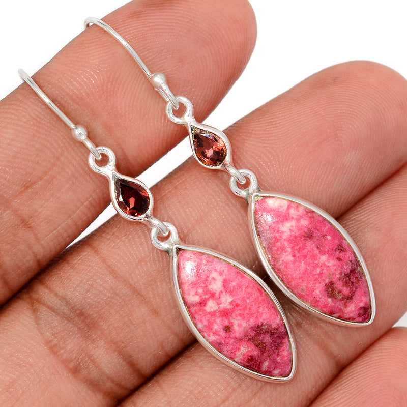 2" Pink Thulite & Garnet Earrings - PKTE312