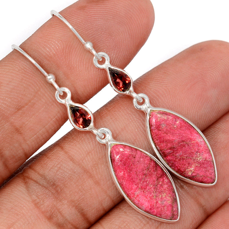2" Pink Thulite & Garnet Earrings - PKTE332