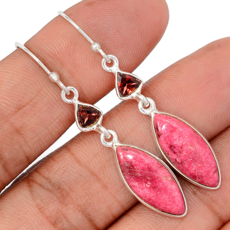 2" Pink Thulite & Garnet Earrings - PKTE335