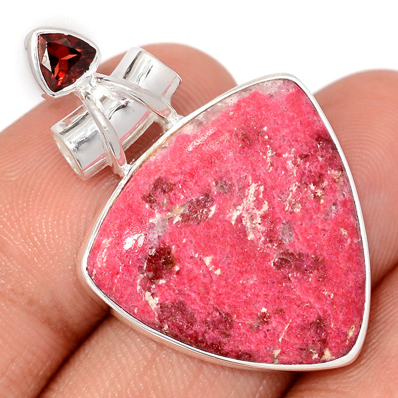 1.5" Pink Thulite & Garnet Faceted Pendants - PKTP658