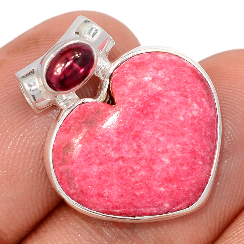 1" Heart - Pink Thulite & Garnet Cabochon Pendants - PKTP686