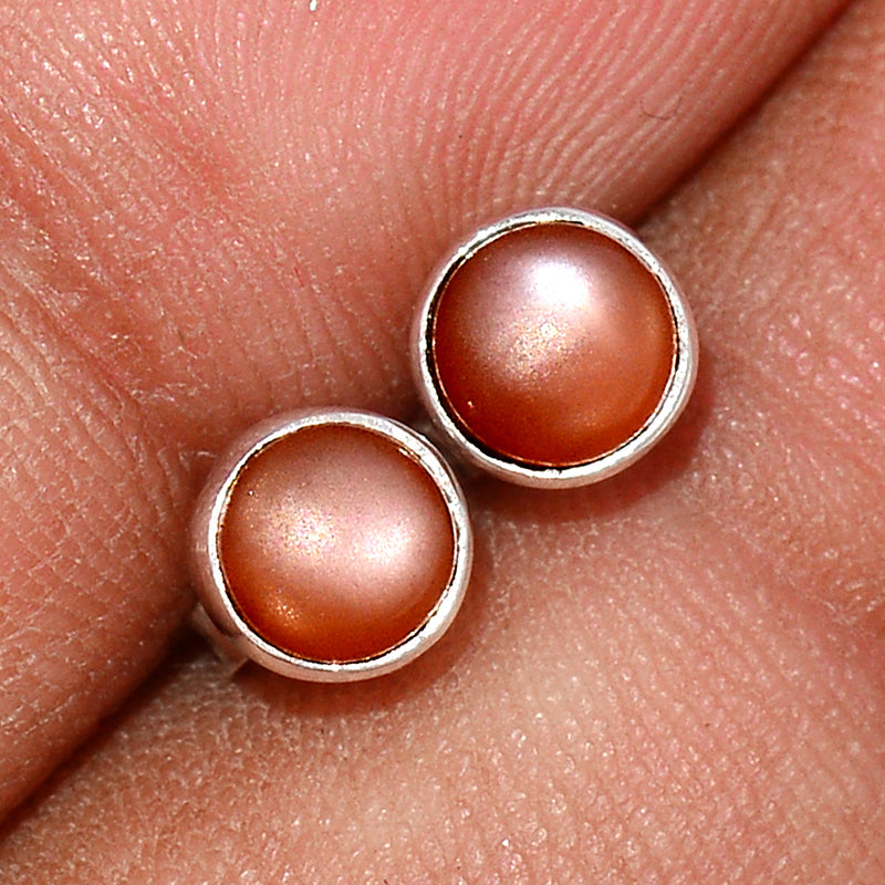 Peach Moonstone Studs - PMSS84