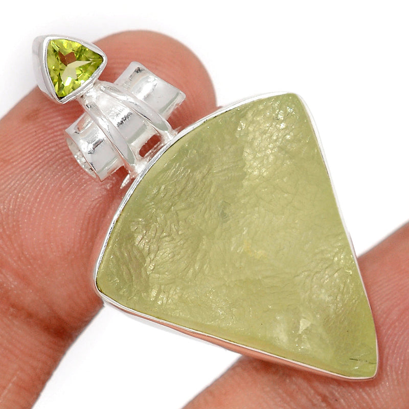 1.6" Prehnite Druzy & Peridot Pendants - PNDP231