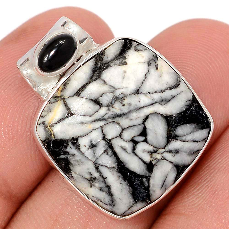 1" Pinolith & Black Onyx Cabochon Pendants - PNLP267
