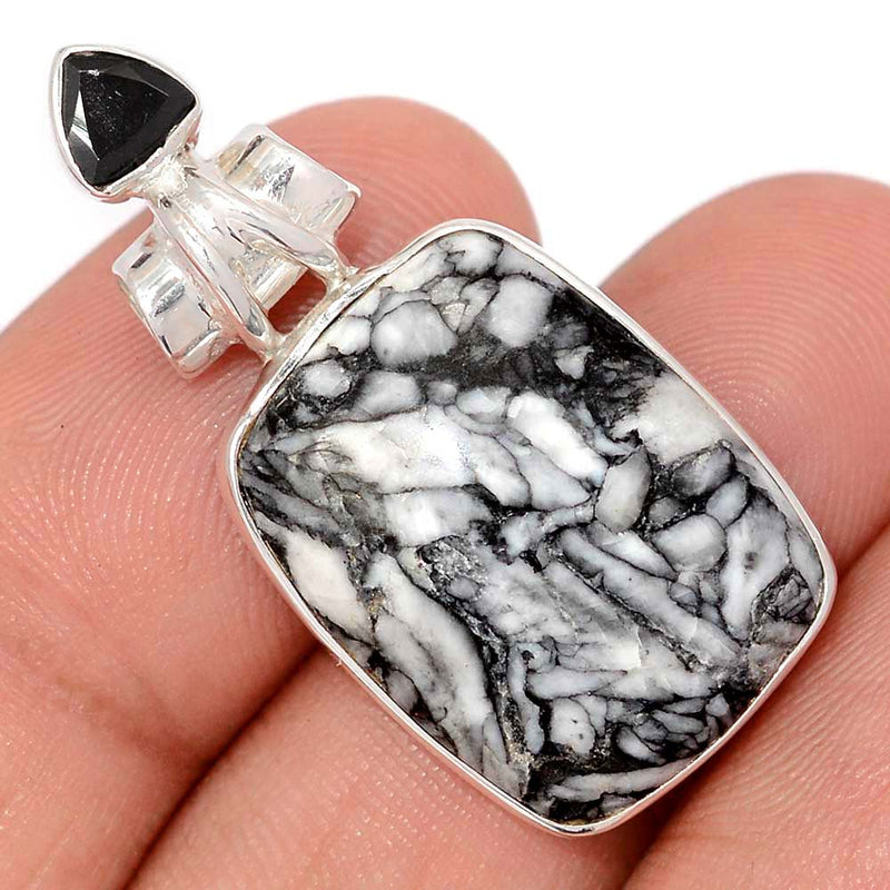 1.5" Pinolith & Black Onyx Faceted Pendants - PNLP268