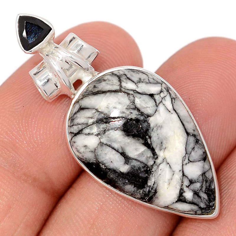 1.6" Pinolith & Black Onyx Faceted Pendants - PNLP269