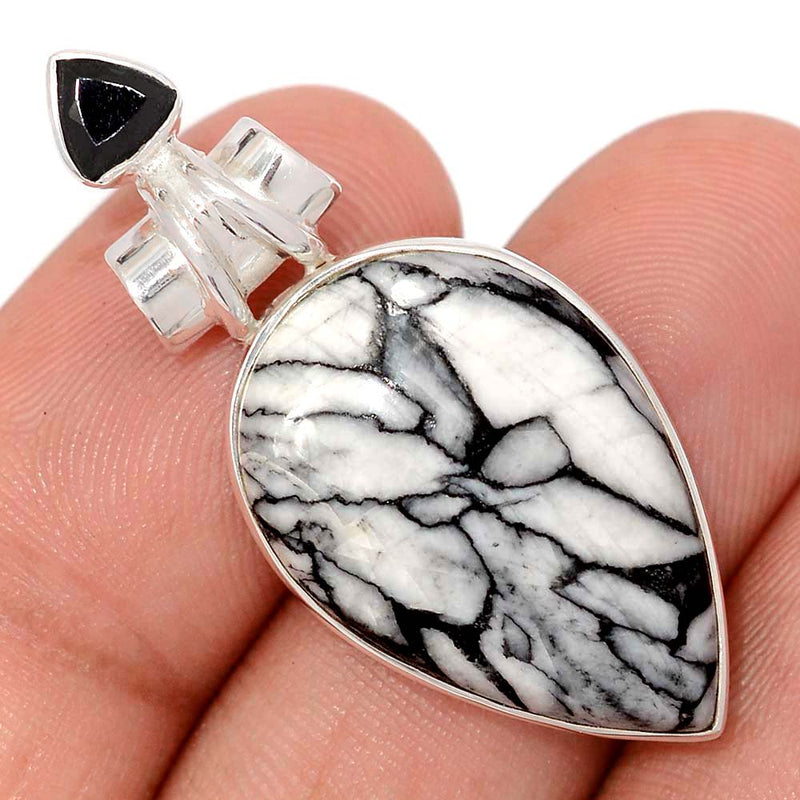 1.6" Pinolith & Black Onyx Faceted Pendants - PNLP270