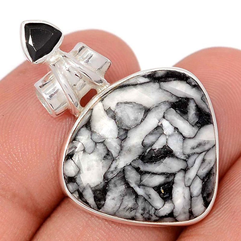 1.3" Pinolith & Black Onyx Faceted Pendants - PNLP271