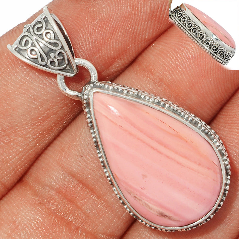 1.6" Fine Filigree - Australian Pink Opal Pendants - POAP361