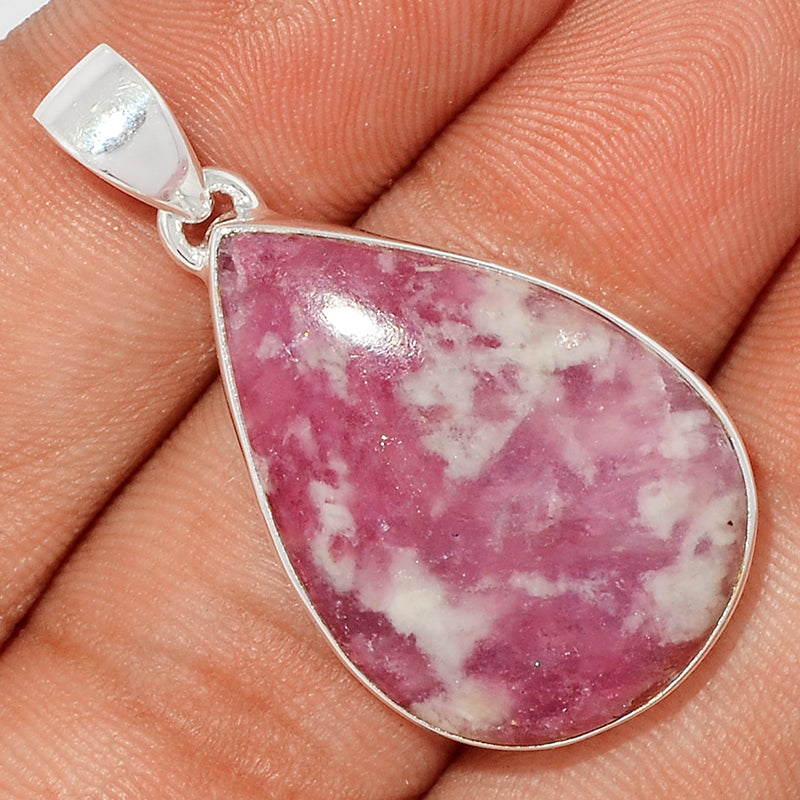 1.5" Natural Rubbelite Pink Tourmaline With Quartz Cabochon Pendants - PQCP101