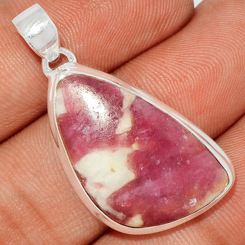 1.5" Natural Rubbelite Pink Tourmaline With Quartz Cabochon Pendants - PQCP122