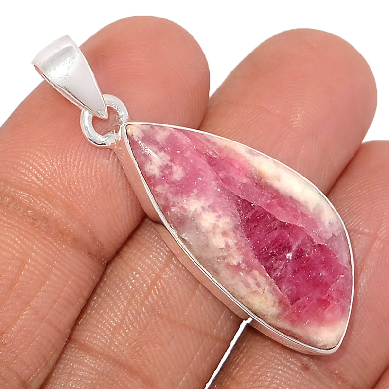1.7" Natural Rubbelite Pink Tourmaline With Quartz Cabochon Pendants - PQCP210