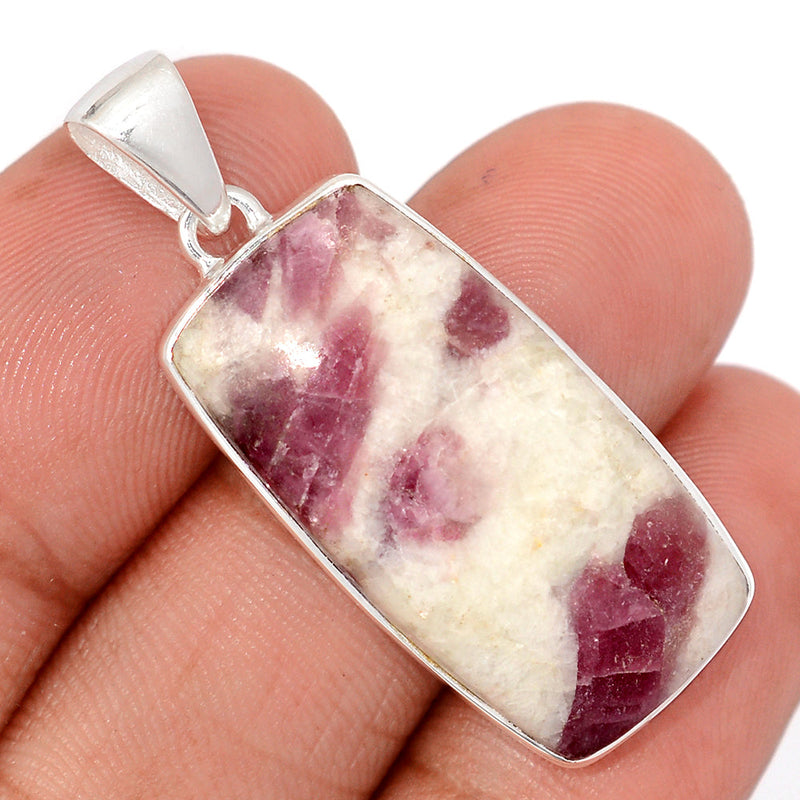 1.6" Natural Rubellite Pink Tourmaline In Quartz Cabochon Pendants - PQCP271
