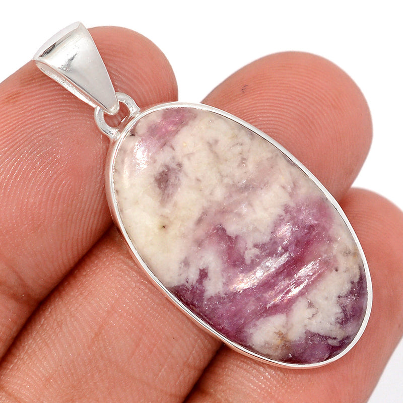 1.6" Natural Rubellite Pink Tourmaline In Quartz Cabochon Pendants - PQCP272