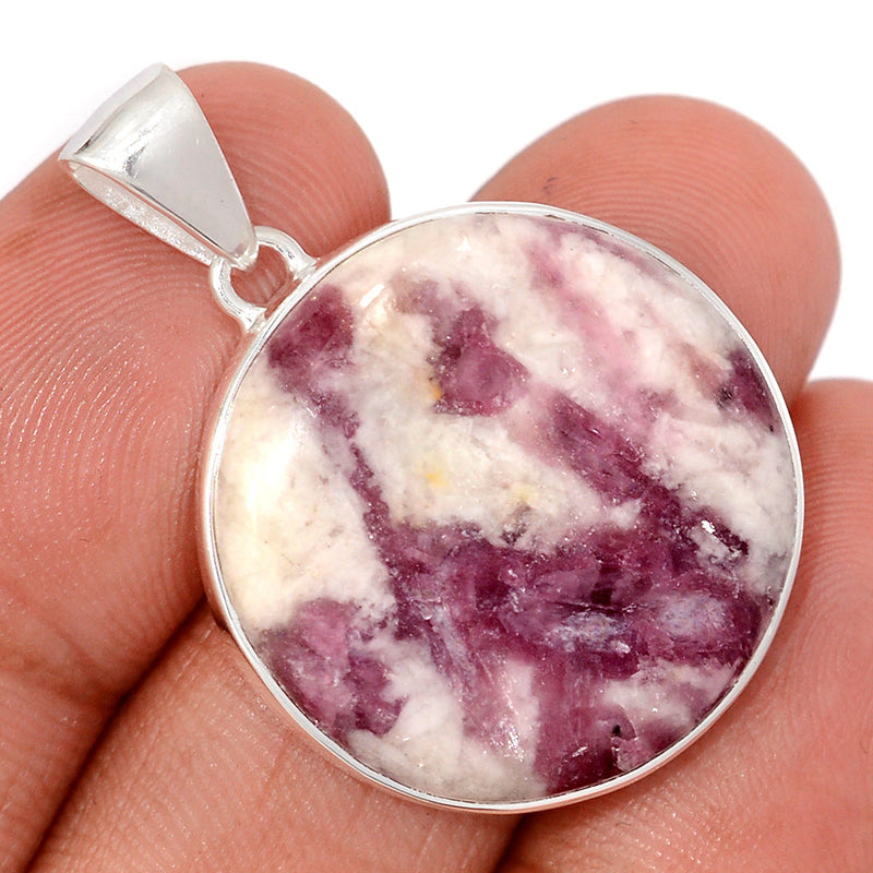 1.5" Natural Rubellite Pink Tourmaline In Quartz Cabochon Pendants - PQCP274