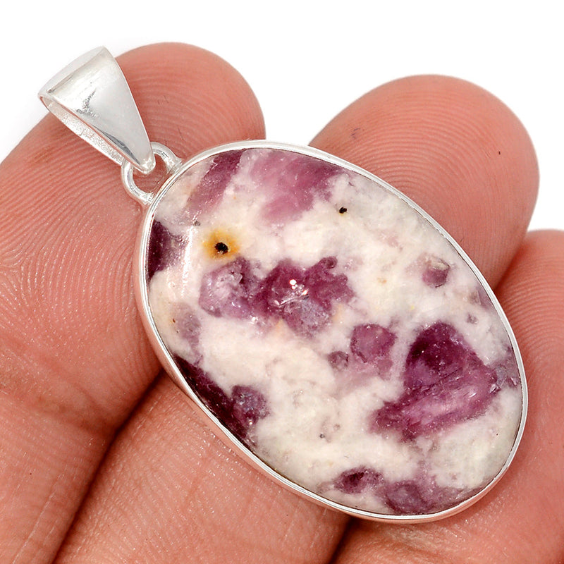 1.6" Natural Rubellite Pink Tourmaline In Quartz Cabochon Pendants - PQCP276