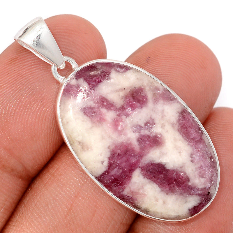 1.6" Natural Rubellite Pink Tourmaline In Quartz Cabochon Pendants - PQCP278