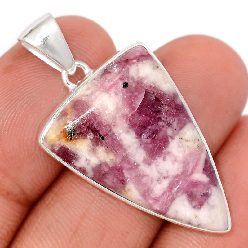 1.6" Natural Rubellite Pink Tourmaline In Quartz Cabochon Pendants - PQCP279