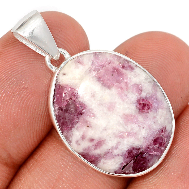 1.3" Natural Rubellite Pink Tourmaline In Quartz Cabochon Pendants - PQCP280