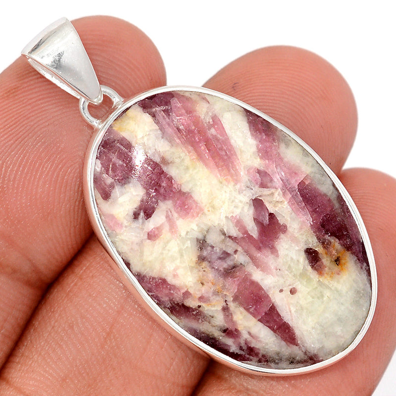 1.7" Natural Rubellite Pink Tourmaline In Quartz Cabochon Pendants - PQCP281