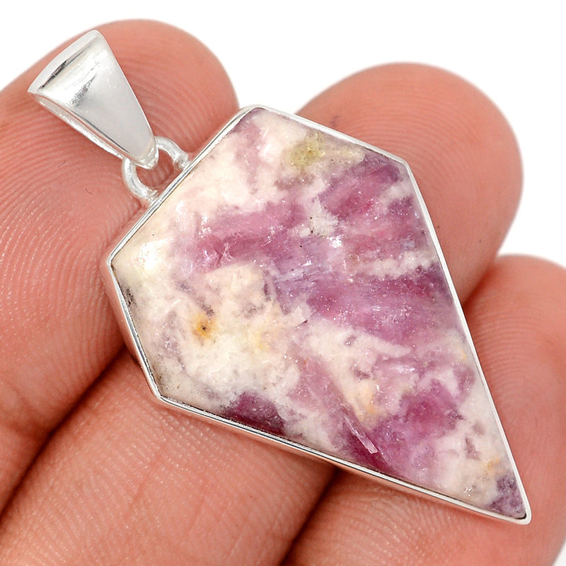 1.6" Natural Rubellite Pink Tourmaline In Quartz Cabochon Pendants - PQCP282