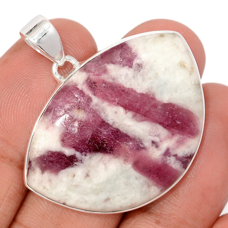 1.5" Natural Rubellite Pink Tourmaline In Quartz Cabochon Pendants - PQCP290