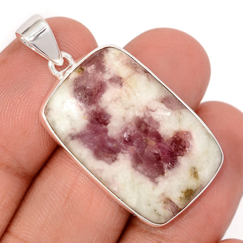 1.6" Natural Rubellite Pink Tourmaline In Quartz Cabochon Pendants - PQCP293