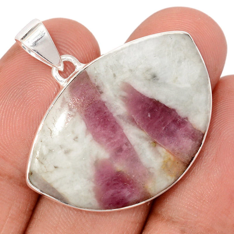 1.3" Natural Rubellite Pink Tourmaline In Quartz Cabochon Pendants - PQCP294