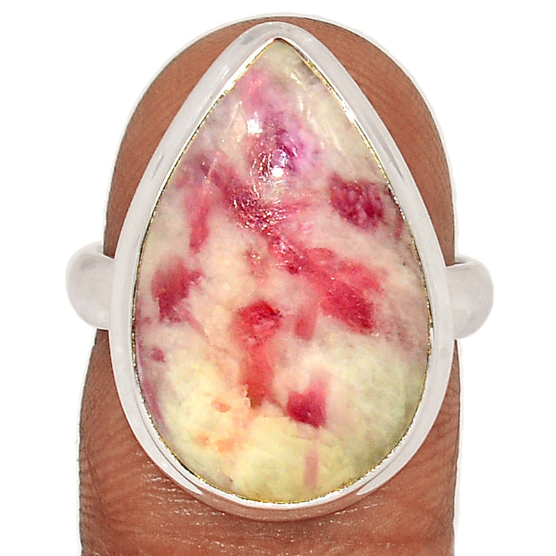Natural Rubellite Pink Tourmaline With Quartz Cabochon Ring - PQCR406