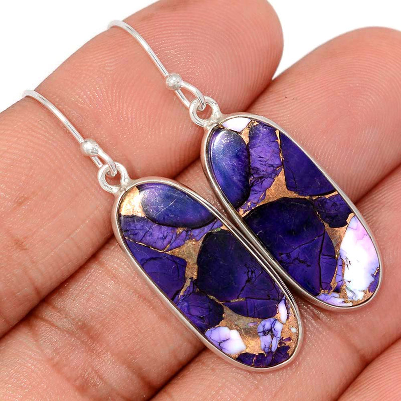 1.7" Purple Rose Dahlia Turquoise Earrings - PRDE16