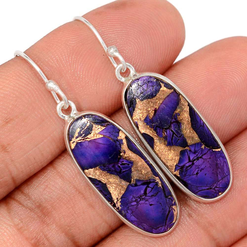 1.7" Purple Rose Dahlia Turquoise Earrings - PRDE20