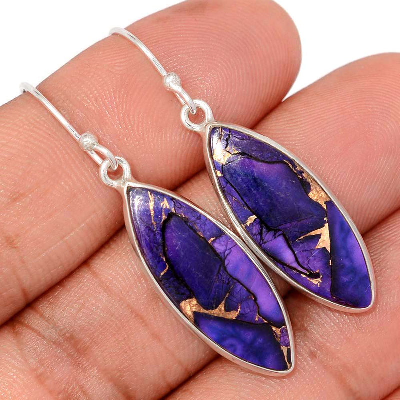 1.7" Purple Rose Dahlia Turquoise Earrings - PRDE23